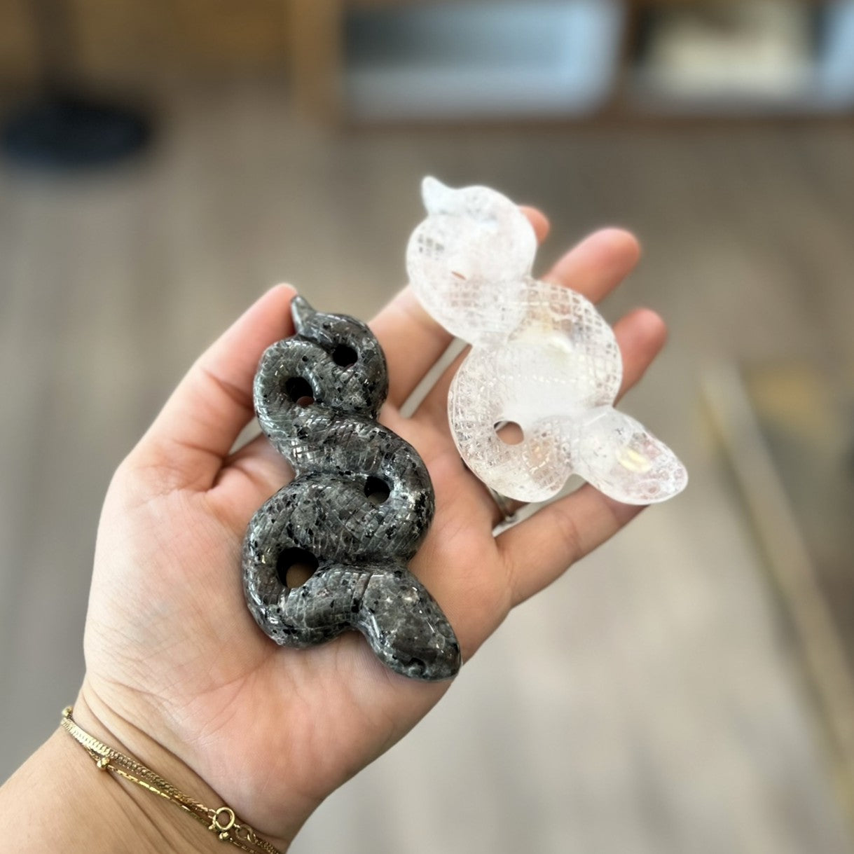 Gemstone Snake Carving