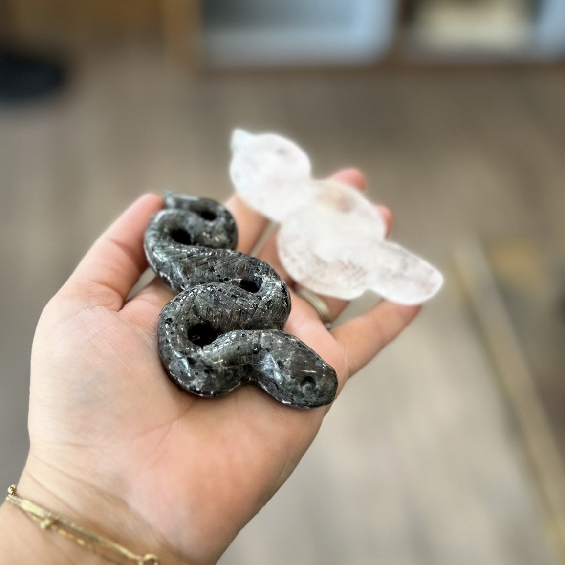 Gemstone Snake Carving