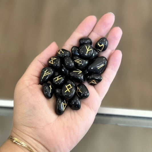 Black Agate Rune Set
