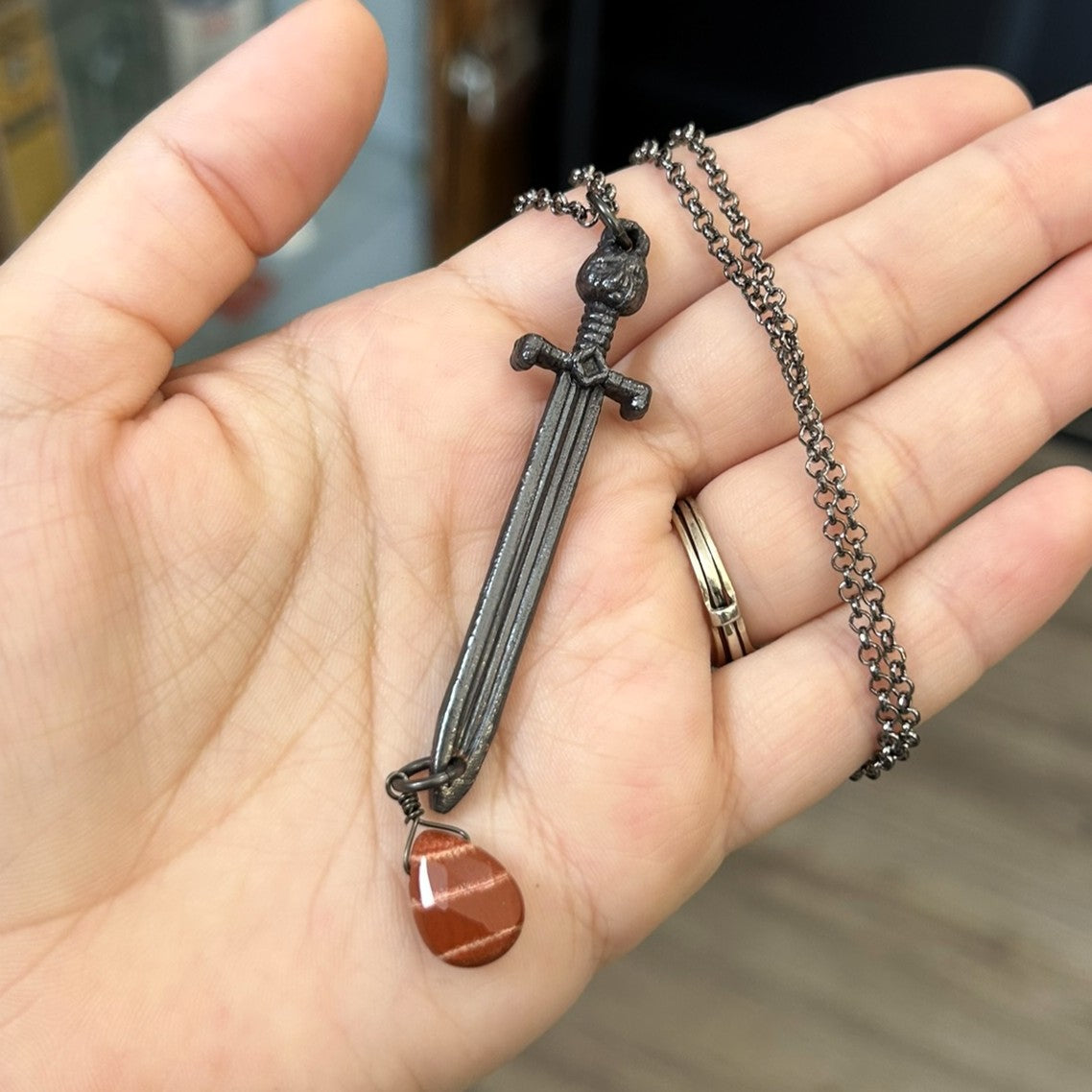 Sword & Brecciated Jasper Necklace