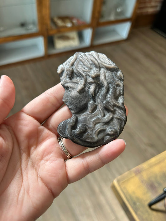 Obsidian Medusa Carving